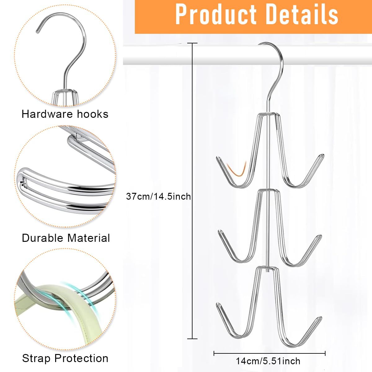 HASTHIP® 1Pcs Handbag Organzier Rack Multi Handbags Hanger Organzier for Closet Wardrobe Purse Handbag Hanger Organizer Metal Handbag Organzier Hanger for Bags, Hats HASTHIP® 1Pcs Handbag Organzier Rack Multi Handbags Hanger Organzier for Closet Wardrobe Purse Handbag Hanger Organizer Metal Handbag Organzier Hanger for Bags, Hats